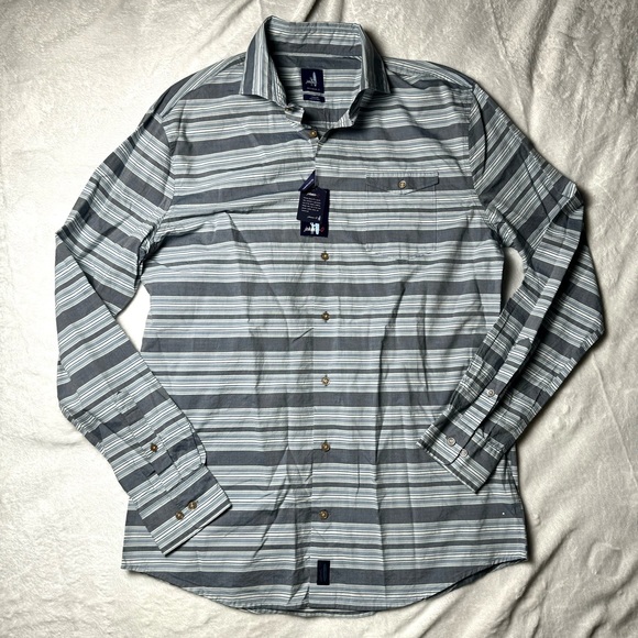 NWT johnnie-O Chandler Indigo Striped Long Sleeve Button-Down Shirt Medium - Picture 3 of 13
